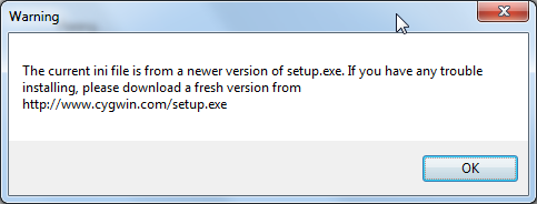 the current ini file is from a newer version of setup exe
