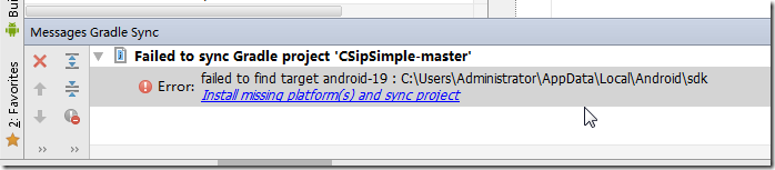 failed to sync gradle project CSipSimple-master
