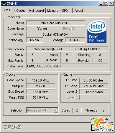 英特尔移动处理器最全面解释：Core Duo――酷睿1代：缩水版－T2050，T2250