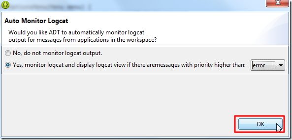 allow adt to monitor logcat