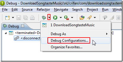 debug configurations