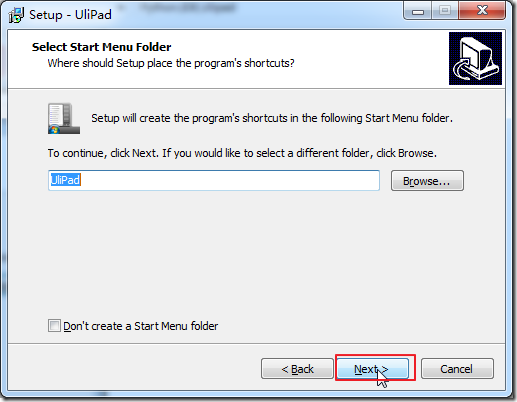 select start menu folder