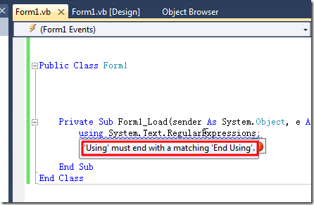 using must end with a matching End using