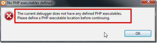 No PHP executables defined