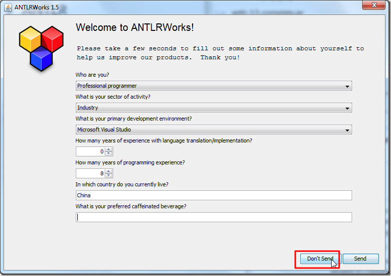 【记录】尝试使用ANTLRWorks 1.5开发
