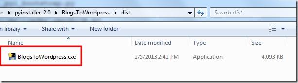 dist include one exe file