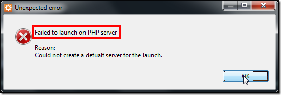 failed to launch on PHP server