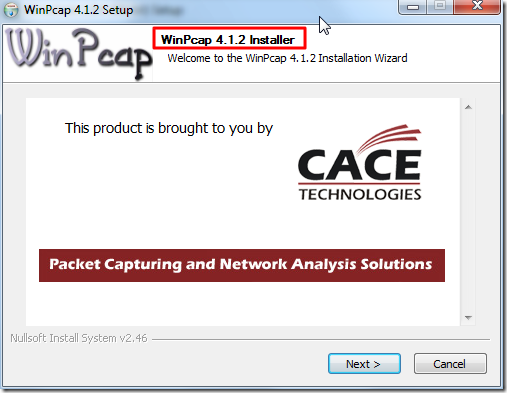 winpcap 4.1.2 installer