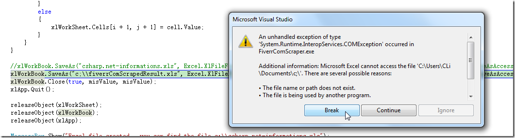 excel cannot access the file