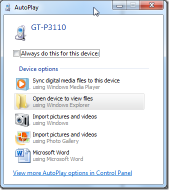 can popup autoplay for gt-p3110