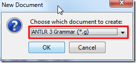 new document antlr 3 grammar g