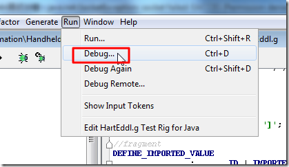 antlrworks to run debug