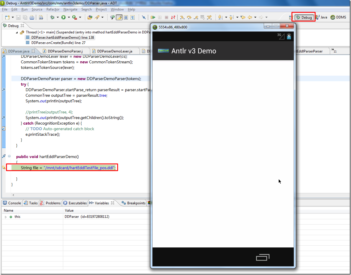 go into debug mode for android app