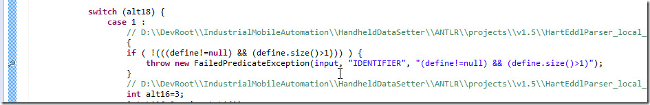 FailedPredicateException at first check