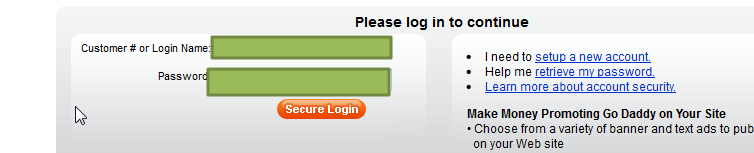re login to continue for godaddy
