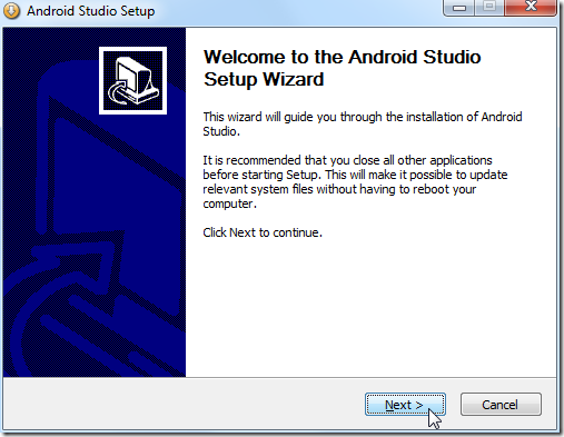 welcome to the android studio setup wizard