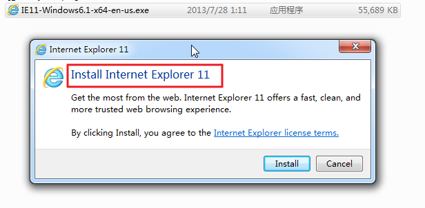 can see install ie11
