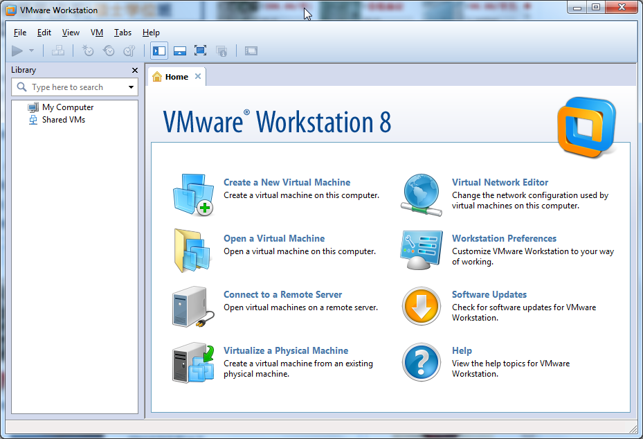 vmware workstation 8 main ui