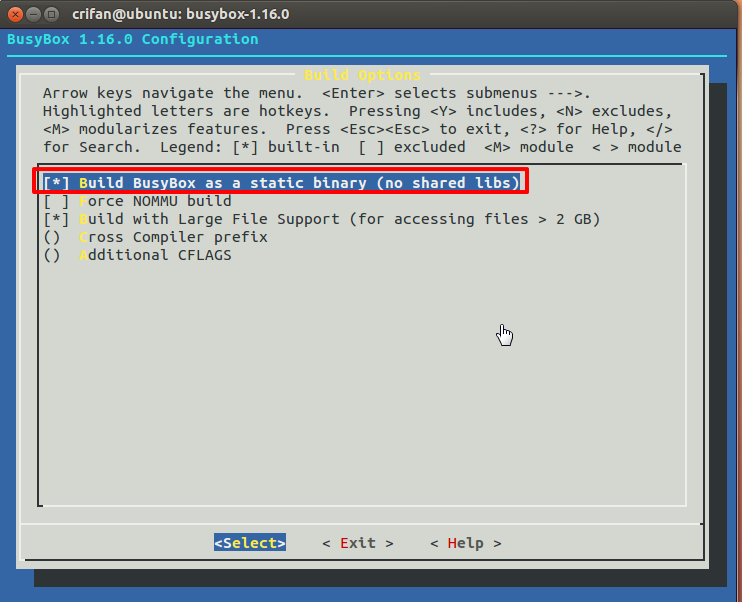 【记录】Ubuntu下为QEMU的arm平台交叉编译BusyBox