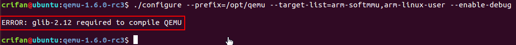 【已解决】Ubuntu下配置QEMU出错：ERROR: glib-2.12 required to compile QEMU
