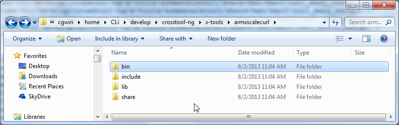 armxscalecurl folder contain bin include lib share