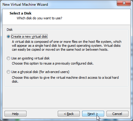 create a new vitual disk for ubuntu