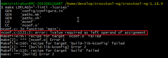 nconf c error lvalue required as left operand of assignment