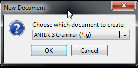 new antlr 3 grammar .g file