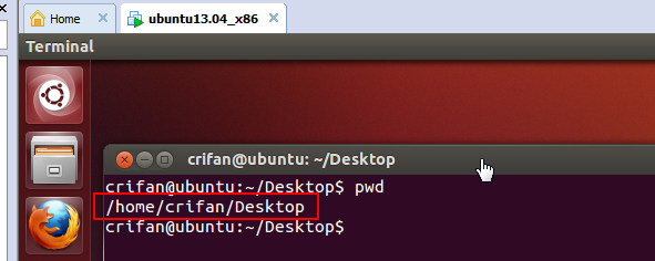 open terminal locate to desktop