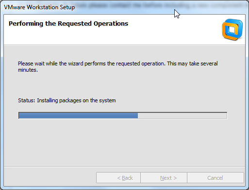 performing the requested operations to installing