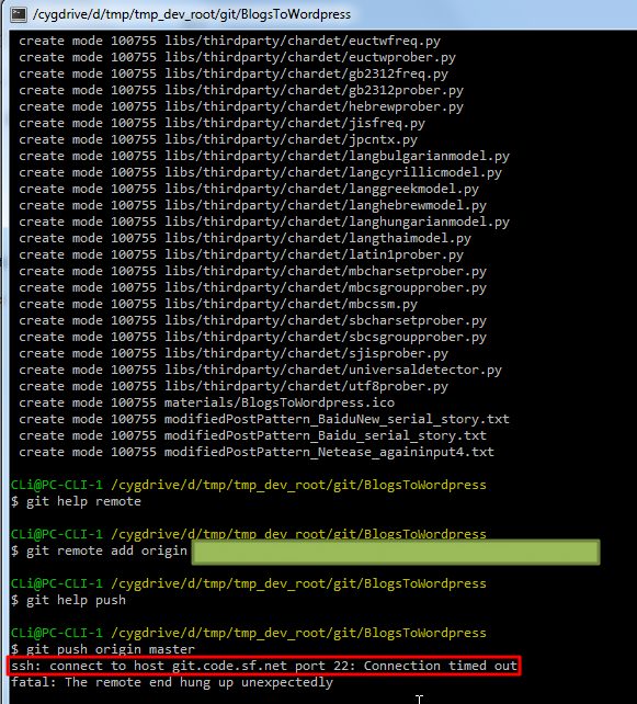 ssh connect to host git.code.sf.net port 22 Connection timed out