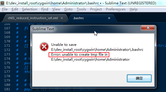 sublime text error unable to create tmp file in