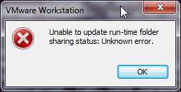 unable to update run-time folder sharing status