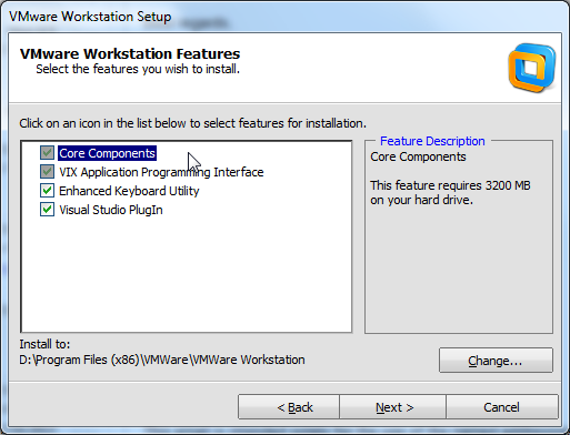 vmware workstation features core componets