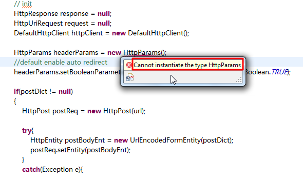 【基本解决】java中没法new：Cannot instantiate the type HttpParams