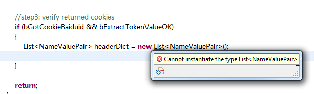 Cannot instantiate the type List NameValuePair