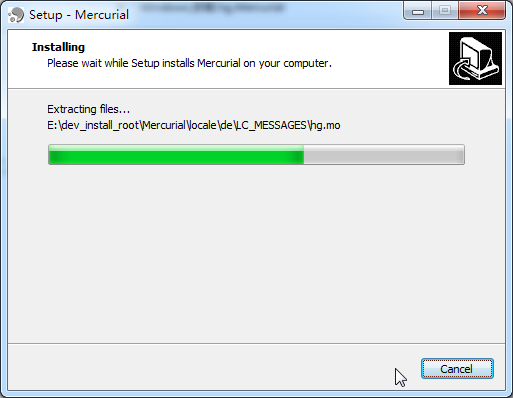 mercurial installing is extracting files