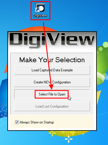 after click digiview choose select file to open