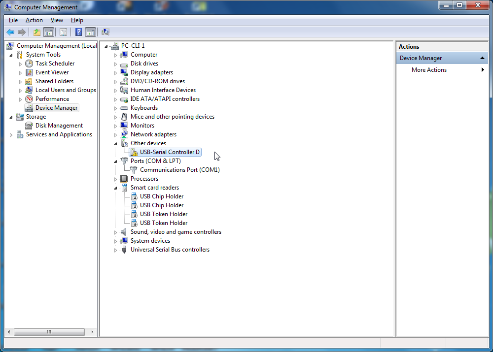 device manager show usb-serial controller d