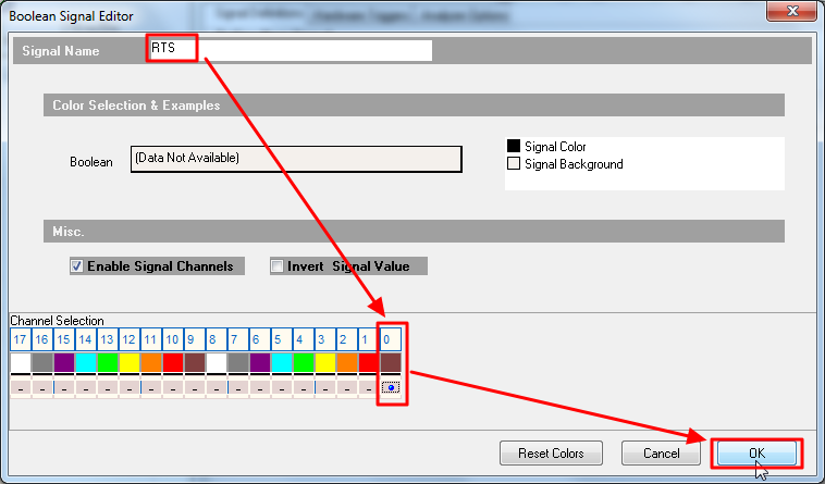 input signal name then enable channel and do right selection then ok