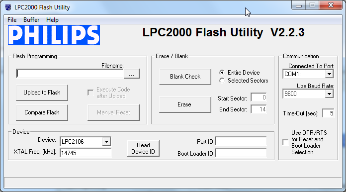 philips flash utility main ui