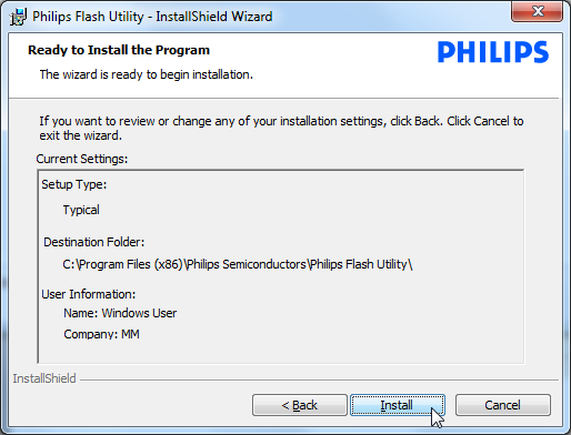 philips flash utility  ready to install the program