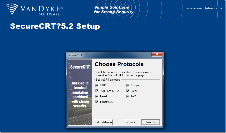 securecrt setup choose protocols