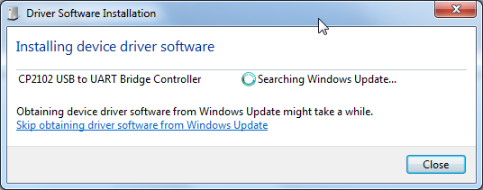 cp2102 usb to uart bridge controller searching windows update