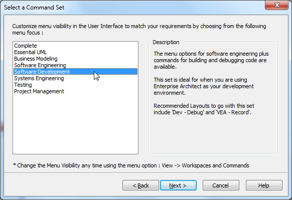 ea select a command set software development