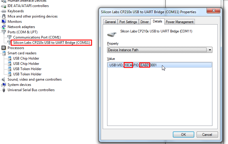 【记录】去确认CP210x UART Bridge的USB的VID和PID