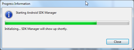 starting android sdk manager