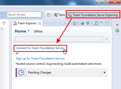 team foundation server exploring home connect to team foudation server