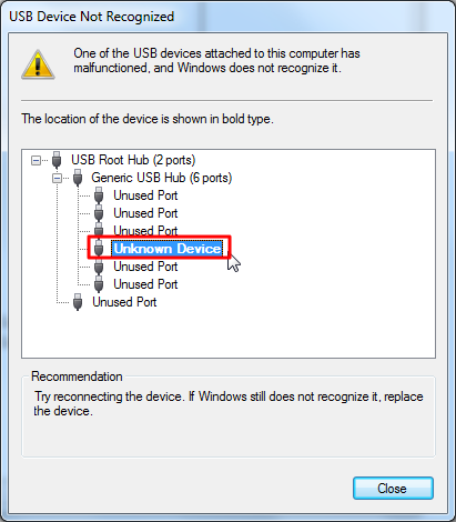 usb device not recoginzed for unknown device for gt-p3110
