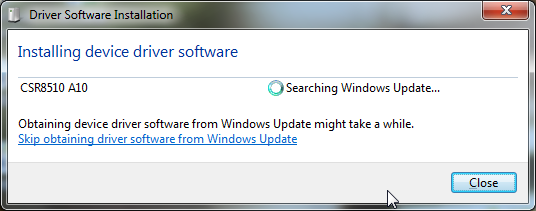 csr8510 A10 searching windows update